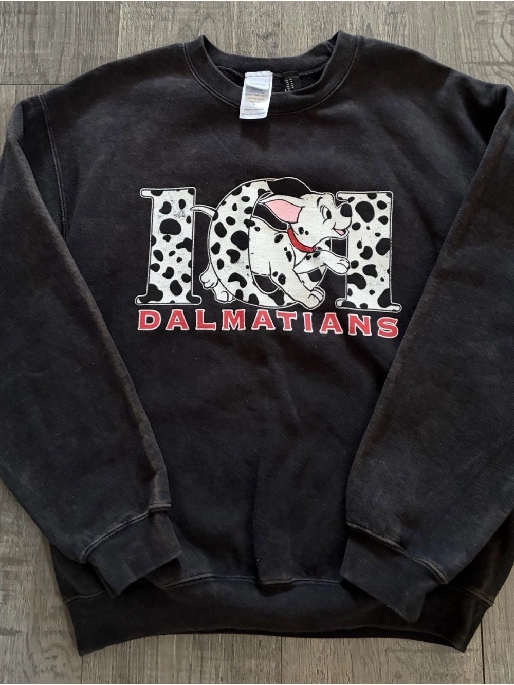 Vintage Disney Women's 101 Dalmatians Graphic Crew Neck Sweatshirt M Black